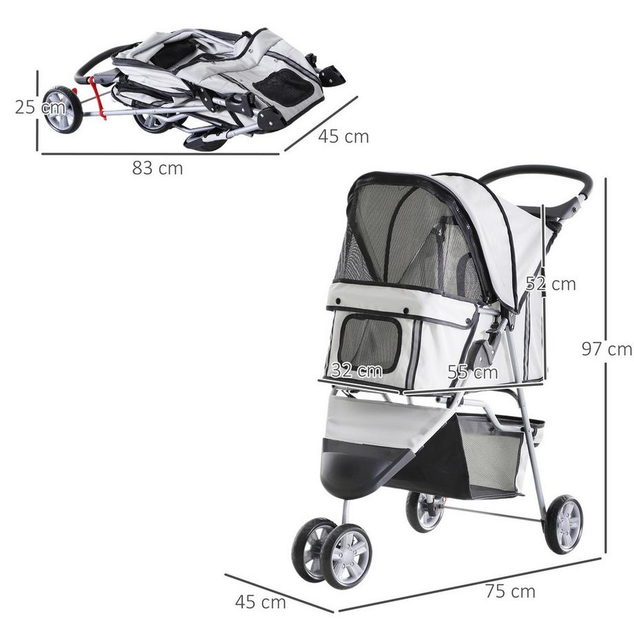 Northio  Poussette Pour Chien Buggy Buggy Chiens Chats Multicolore (Gris) 