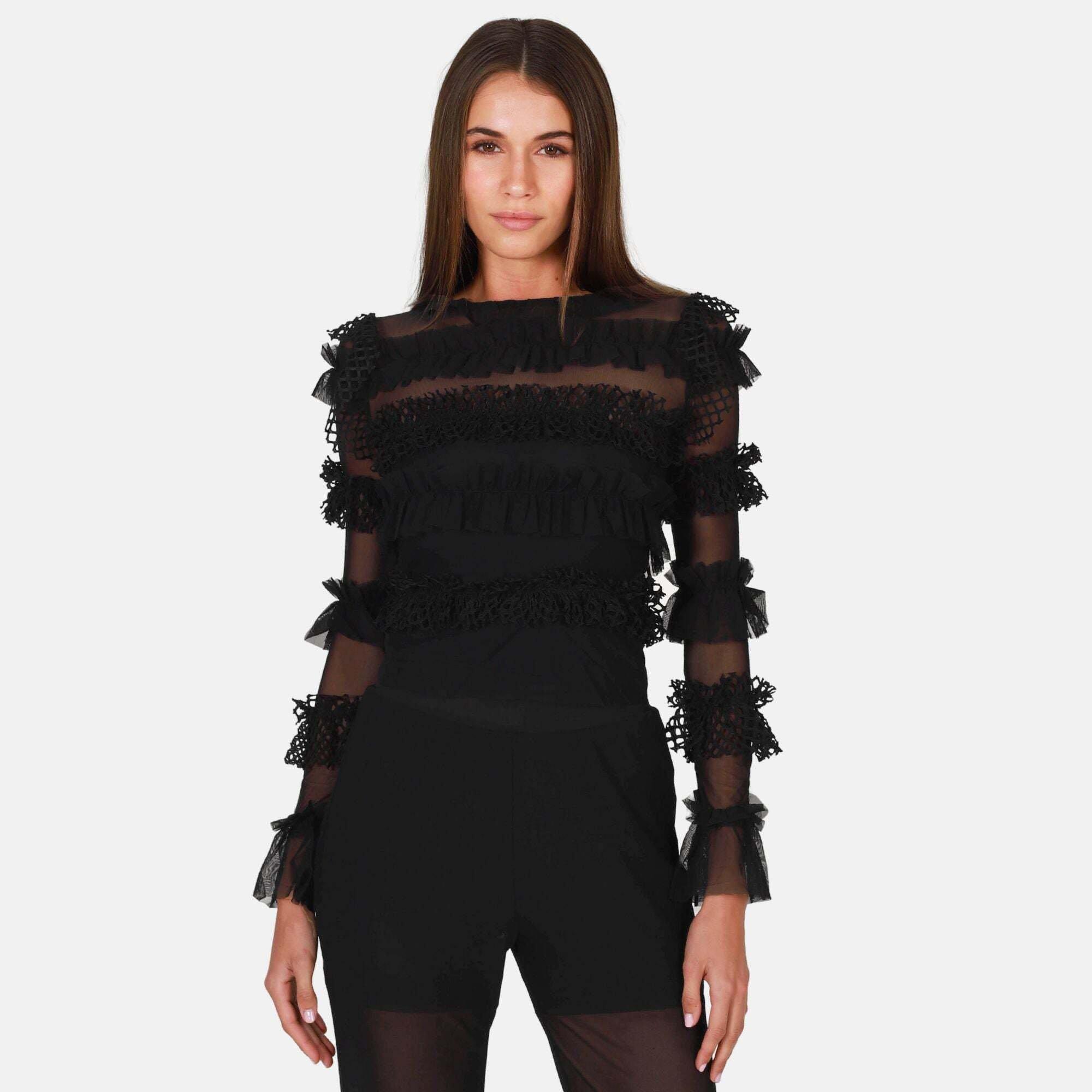 Image of Gracie Lace Blouse Damen Schwarz XL