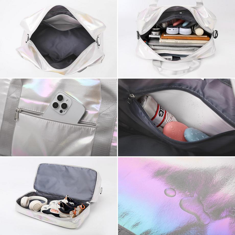 Only-bags.store Holografische Sporttasche mit Schuhfach  
