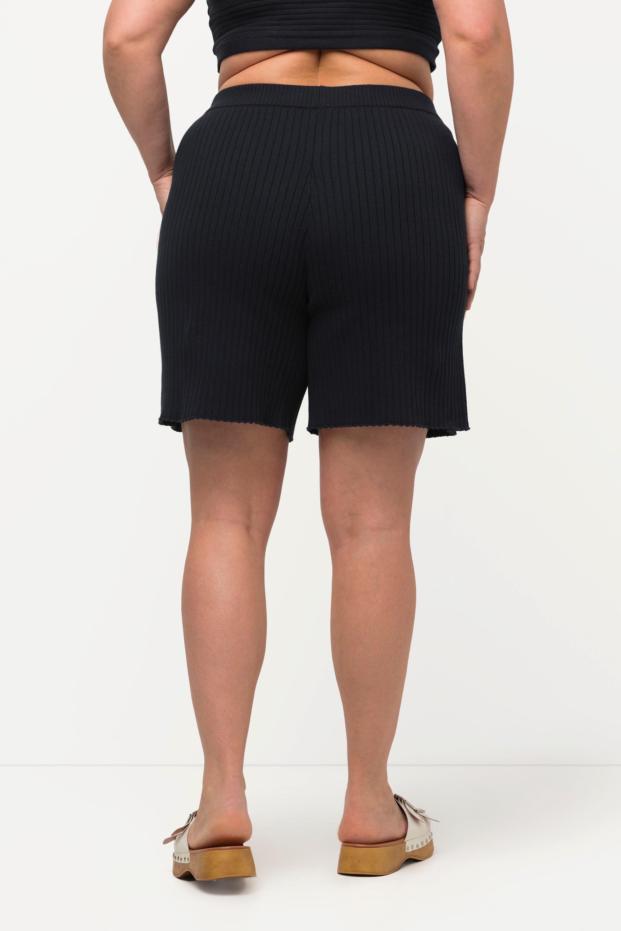 Ulla Popken  Short en maille, coupe large, taille élastique, coton bio 