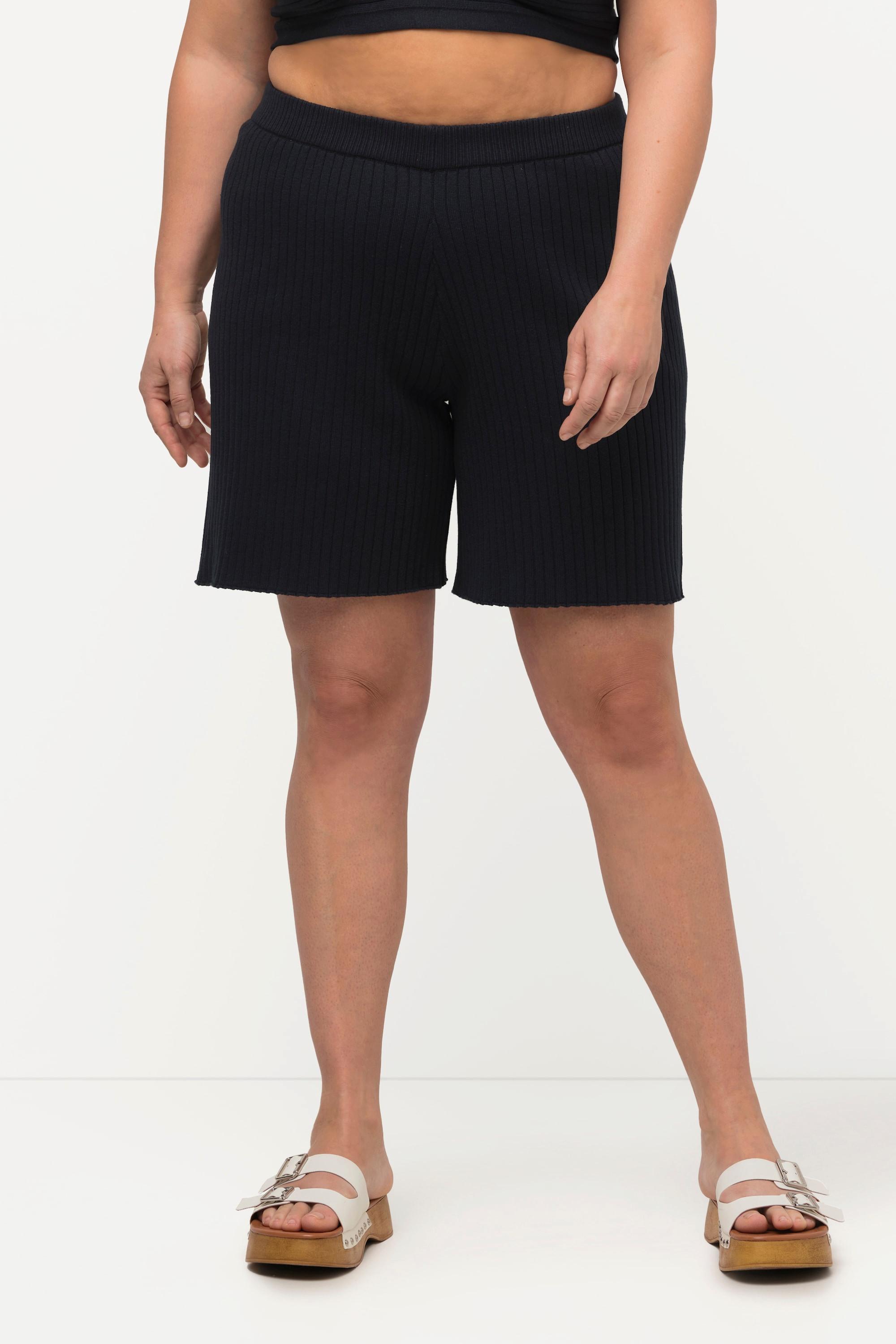 Ulla Popken  Short en maille, coupe large, taille élastique, coton bio 