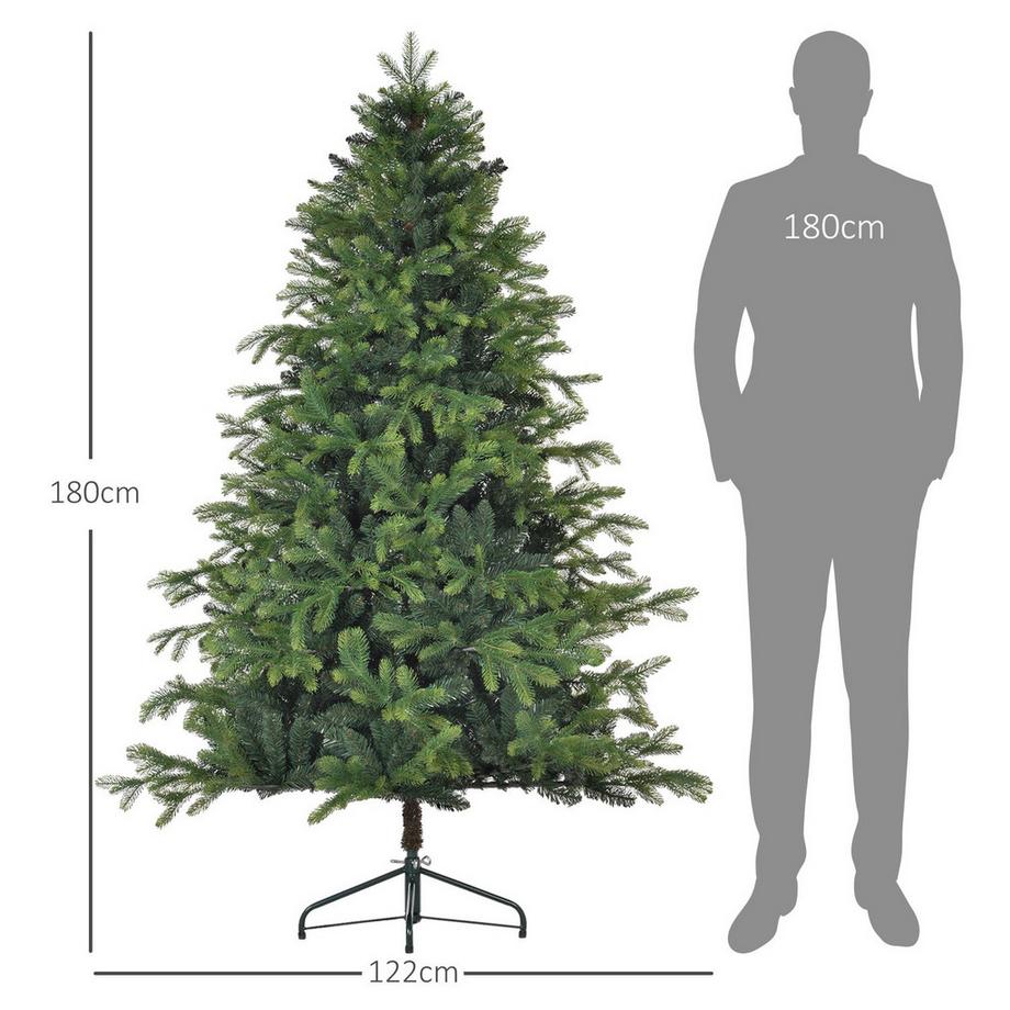Northio Albero di Natale artificiale 180 cm con 1700 punte, supporto pieghevole e robusto in metallo, ideale per decorazioni natalizie, verde  