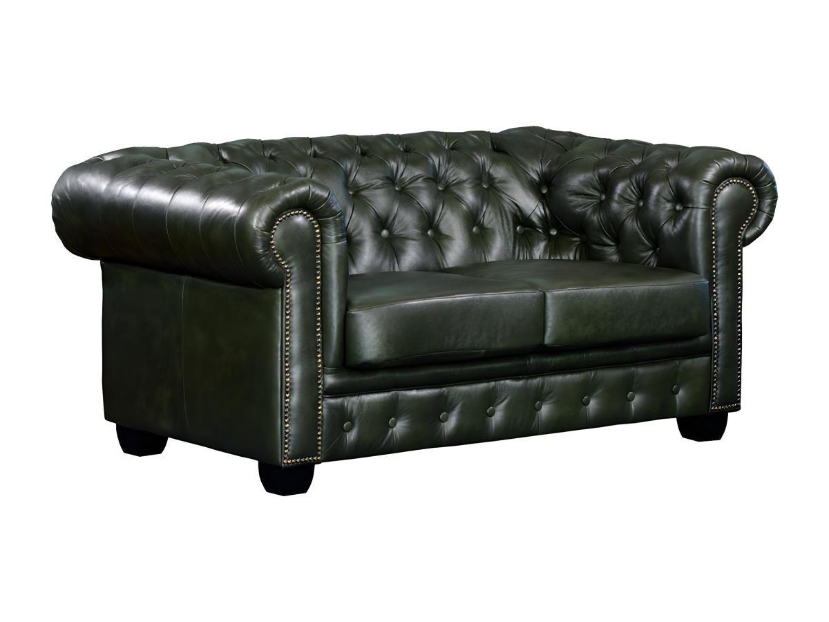 LINEA SOFA Canapé chesterfield 2 places BRENTON 100% cuir de buffle empire  