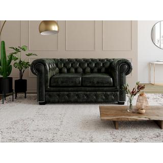 LINEA SOFA Divano Chesterfield a 2 posti 100% cuoio di bufalo Verde imperiale BRENTON  