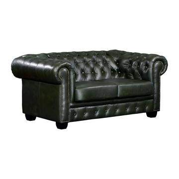 Canapé chesterfield 2 places BRENTON 100% cuir de buffle empire