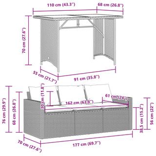 VidaXL set da pranzo da giardino Polirattan  