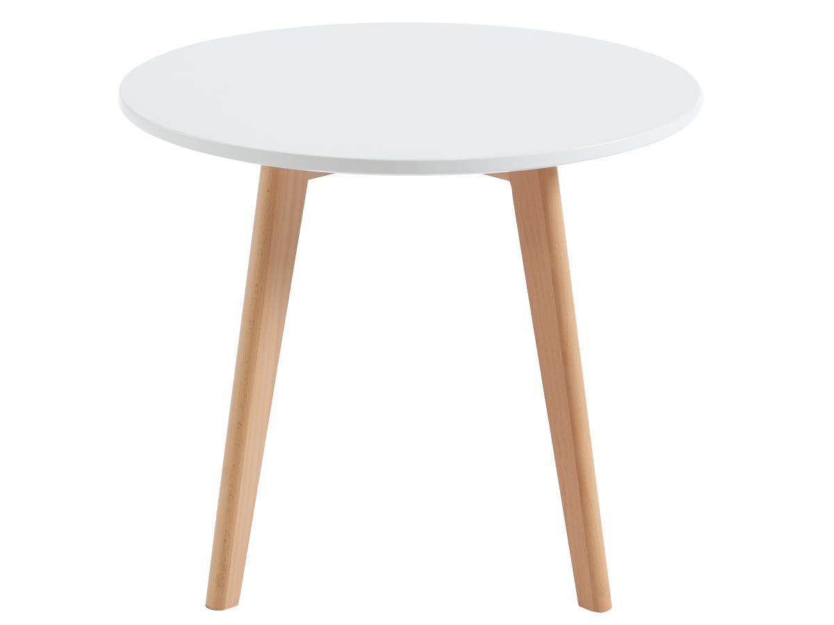 Vente-unique Table enfant en MDF et hêtre - Blanc et naturel - LOULOUNE  