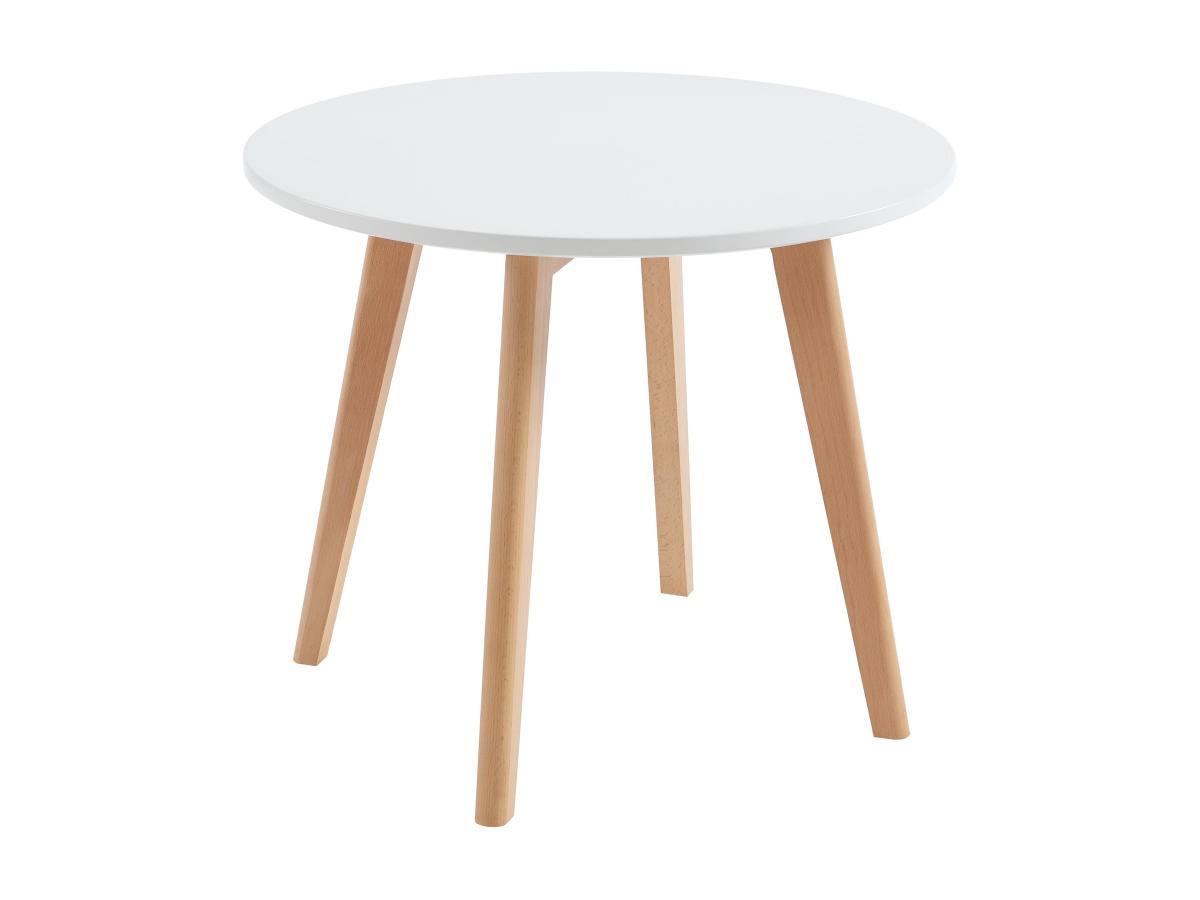 Vente-unique Table enfant en MDF et hêtre - Blanc et naturel - LOULOUNE  