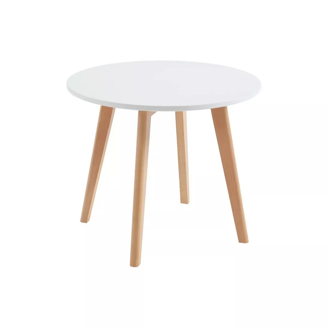 Vente-unique - Table enfant en mdf et hêtre - Blanc et naturel - louloune