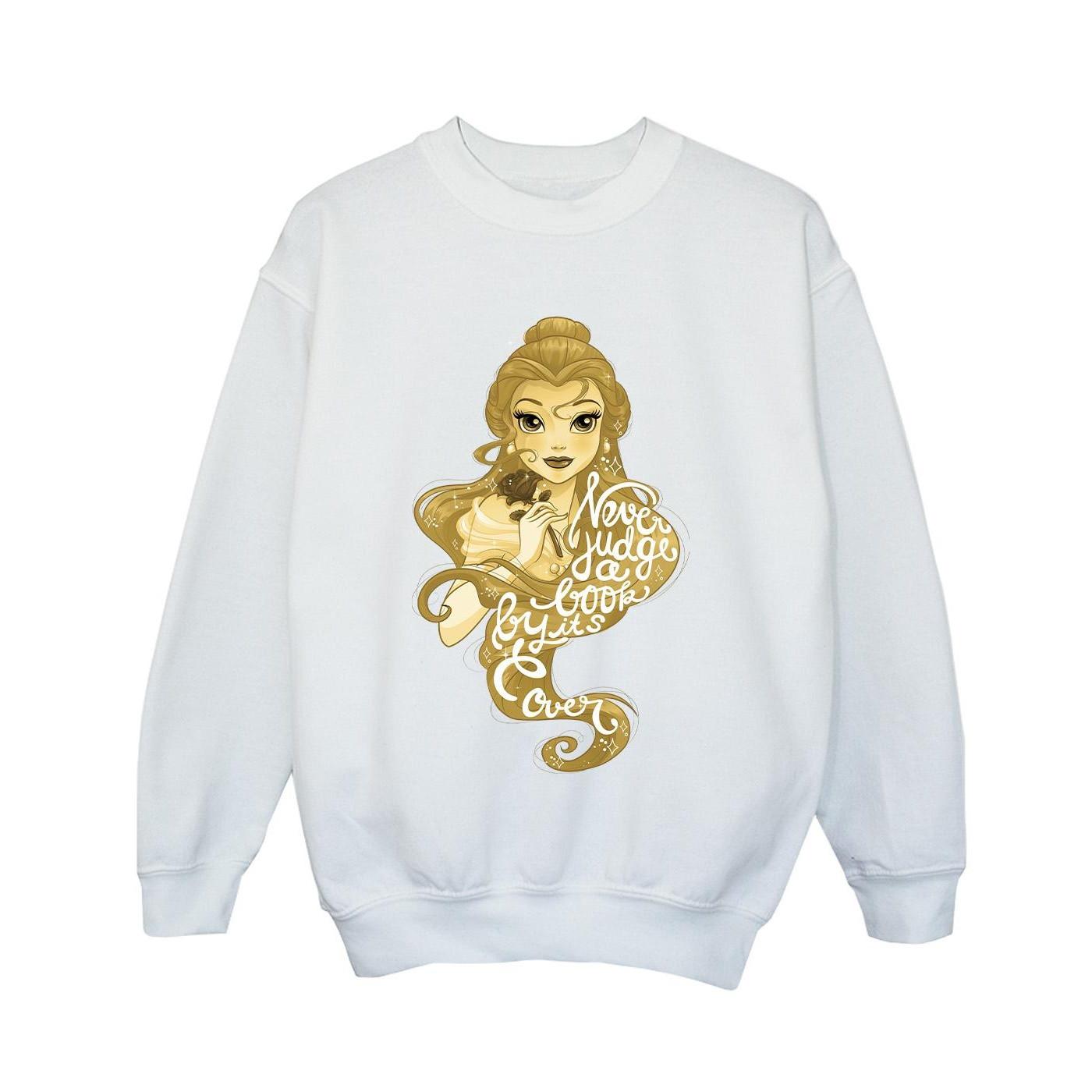 Image of Beauty And The Beast Never Judge Sweatshirt Unisex Weiss 152-158