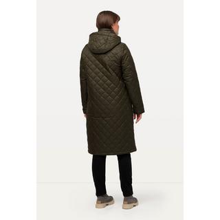 Ulla Popken  Manteau matelassé, col en velours côtelé, capuche, fermeture éclair à double sens 