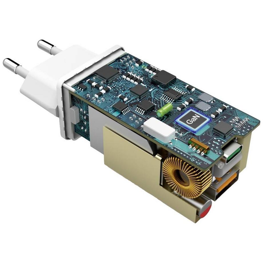 hama  Schnellladegerät, GaN, 1x USB-C PD, 1x USB-A QC, Mini-Ladegerät, 65 W 