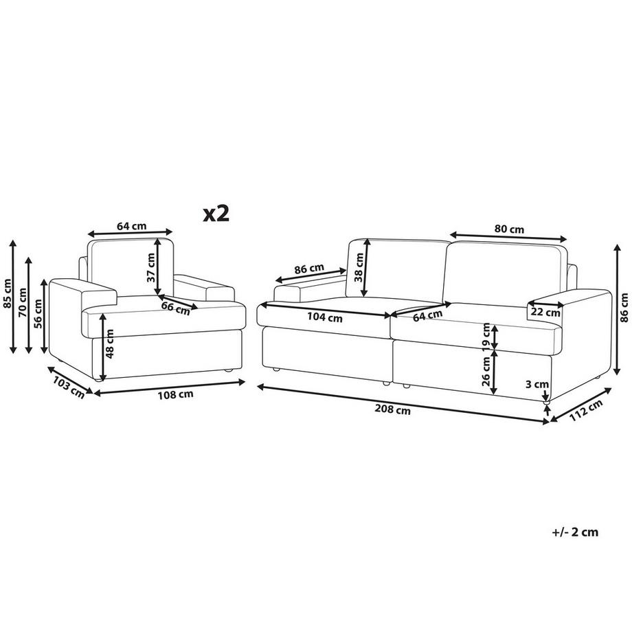 Beliani Wohnzimmer Set aus Stoff  ALLA  