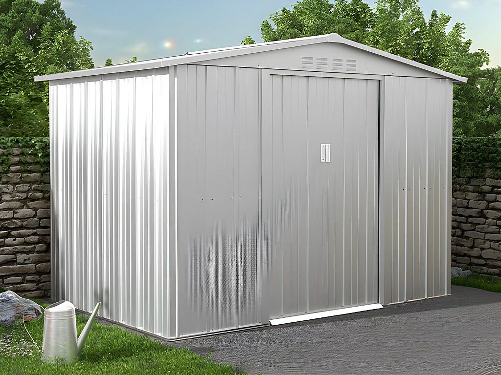 Vente-unique Casetta da giardino 4,91m² in Acciaio galvanizzato Grigio - LINUS  