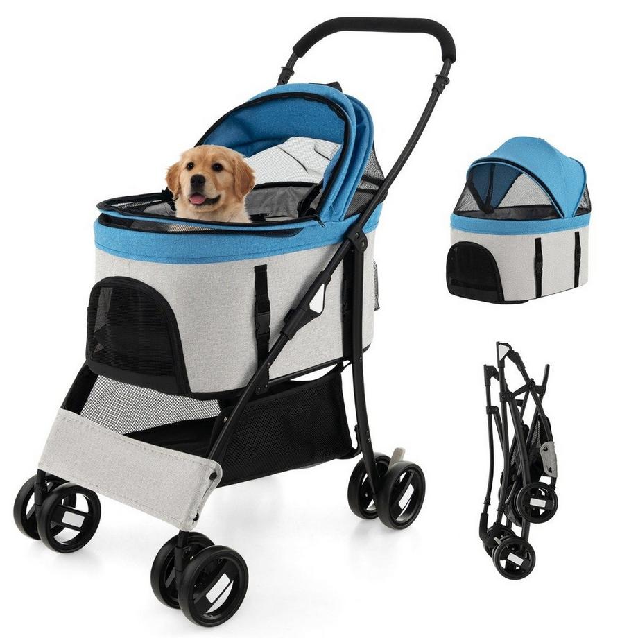 Poussette pour animaux 3 en 1, pliable