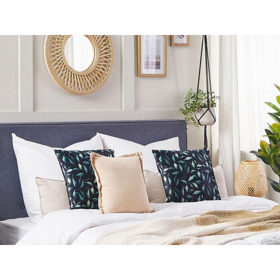 Beliani Dekokissen 2er Set aus Samtstoff Modern TOADFLAX  