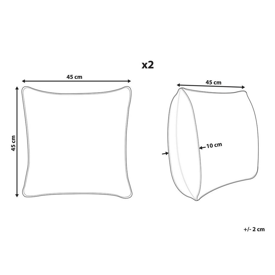 Beliani Dekokissen 2er Set aus Samtstoff Modern TOADFLAX  