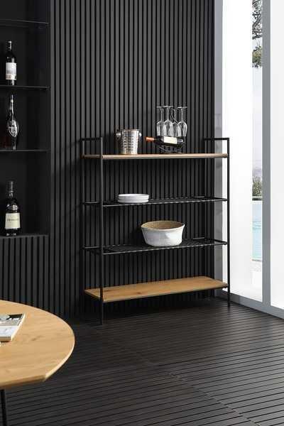 mutoni Libreria legno impiallacciato 110x34x129 nero  