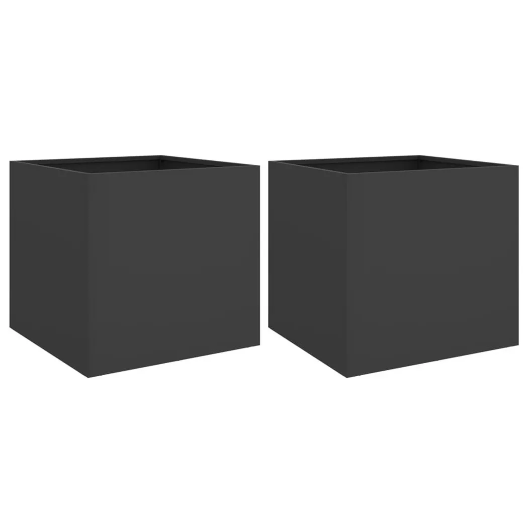 Jardinières 2 pcs noir 49x47x46 cm acier Vidaxl