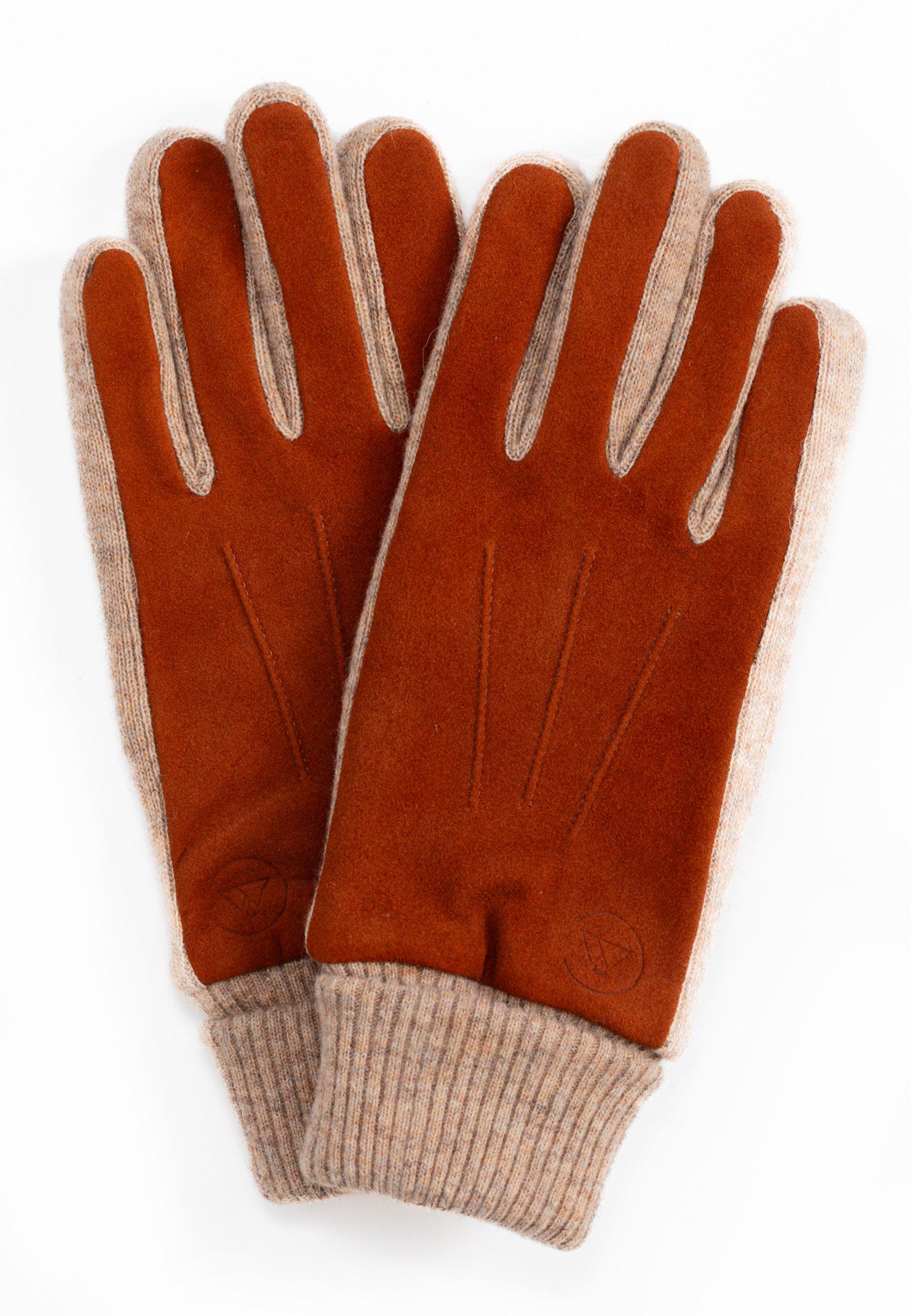 Image of Ziegen Wildlederhandschuhe Mit Kaschmirfutter Und Manchette Herren Braun XL