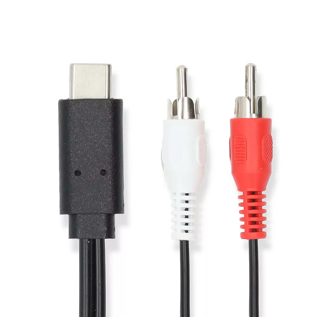 Nedis – USB-C™ Adapter | USB 3.2 Gen 1 Stecker 2x RCA 1,00 m Rund Vernickelt PVC Schwarz Etikett, One Size