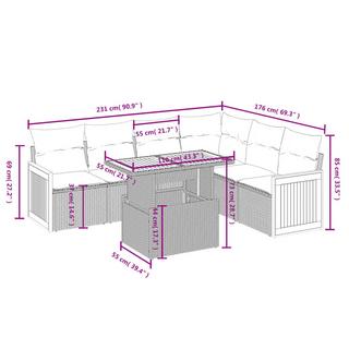 VidaXL Ensemble de canapés de jardin rotin synthétique  