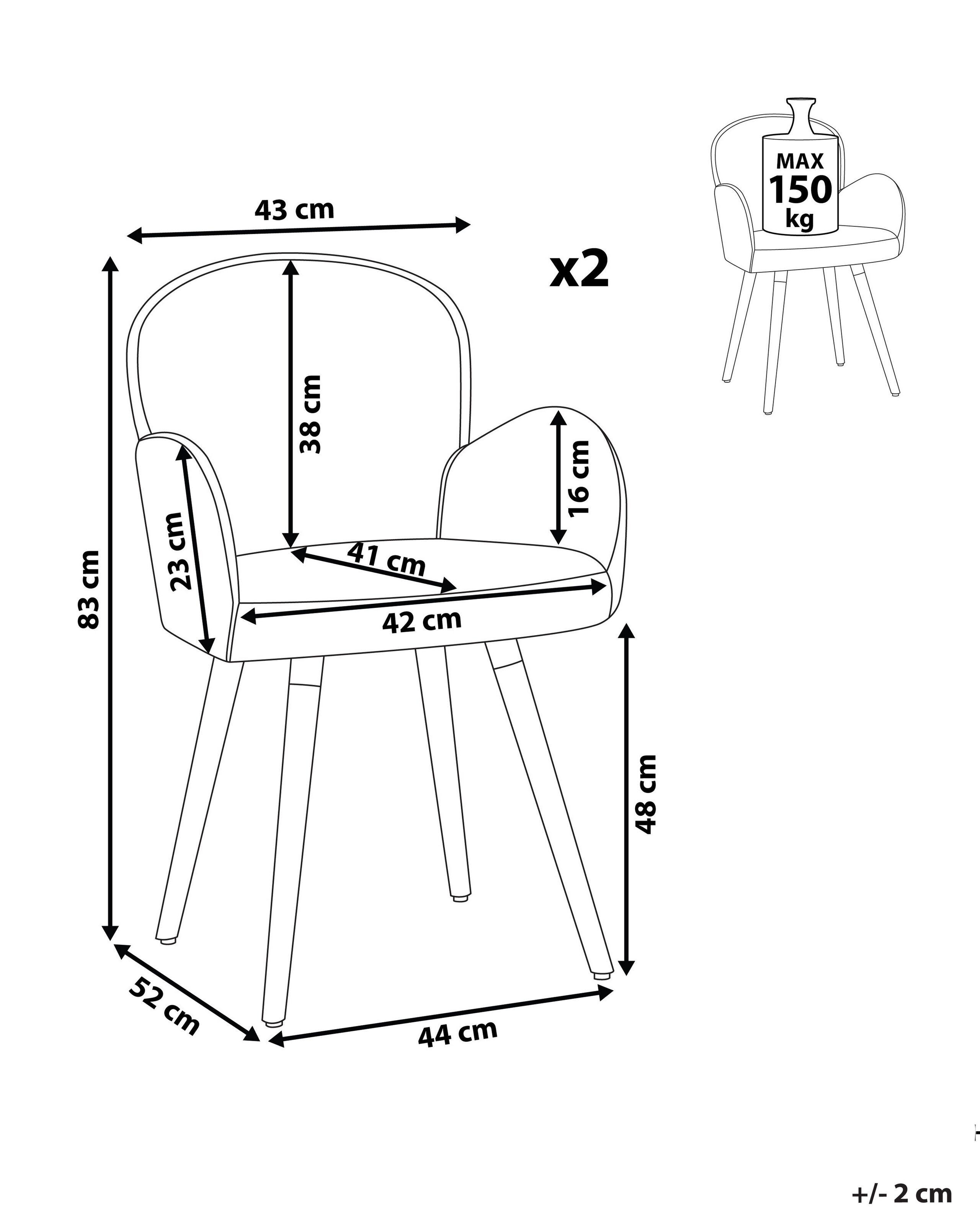 Beliani Esszimmerstuhl 2er Set aus Polyester Retro BROOKVILLE  