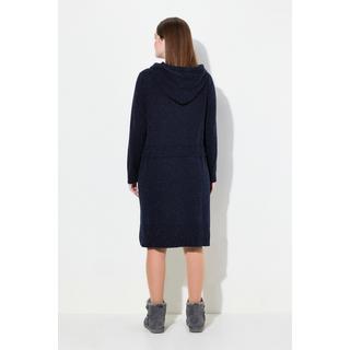 Ulla Popken Strickkleid Noppen Kapuze Langarm Biobaumwolle  