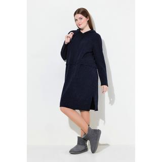 Ulla Popken Strickkleid Noppen Kapuze Langarm Biobaumwolle  
