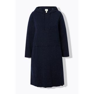Ulla Popken Strickkleid Noppen Kapuze Langarm Biobaumwolle  