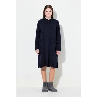 Ulla Popken Strickkleid Noppen Kapuze Langarm Biobaumwolle  