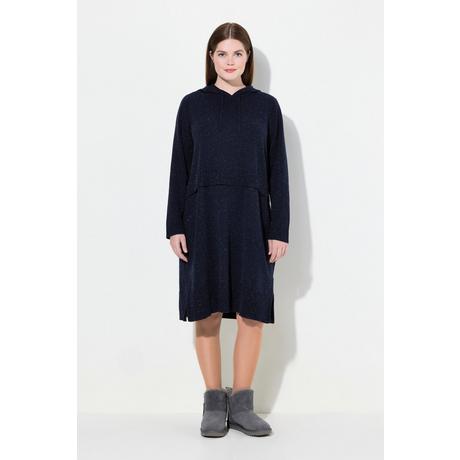 Ulla Popken Strickkleid Noppen Kapuze Langarm Biobaumwolle  