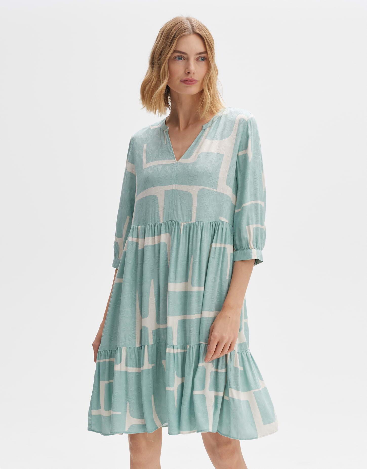 Image of Blusenkleid Wulari Graphic Leicht Ausgestellt Geschnitten Damen Grün 38