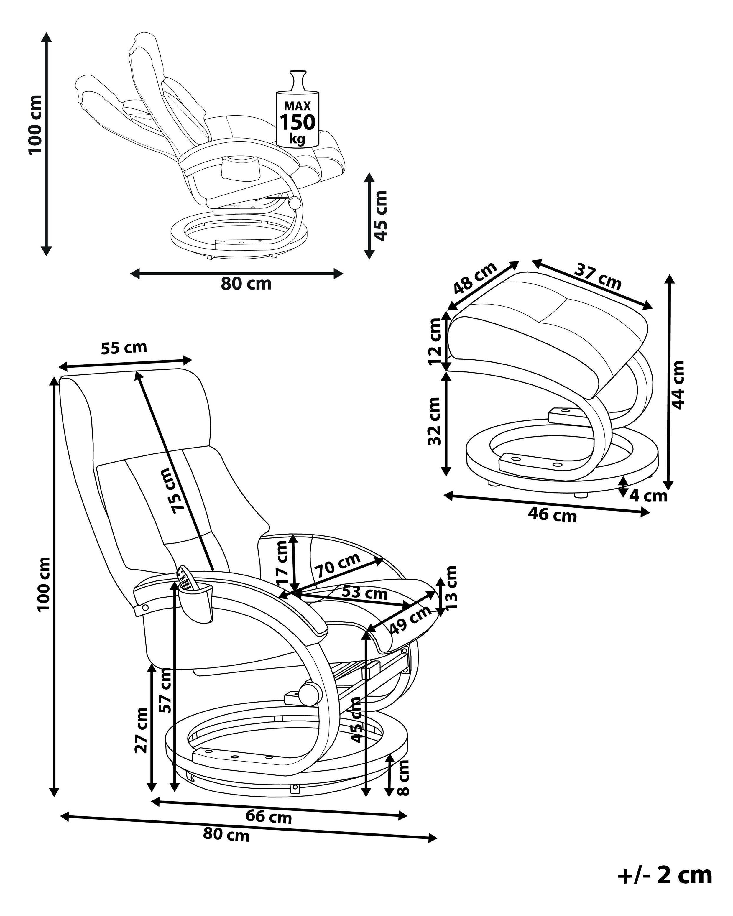 Beliani Fauteuil massant en Cuir PU Rétro FORCE  