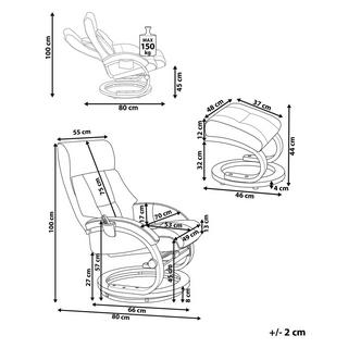 Beliani Fauteuil massant en Cuir PU Rétro FORCE  