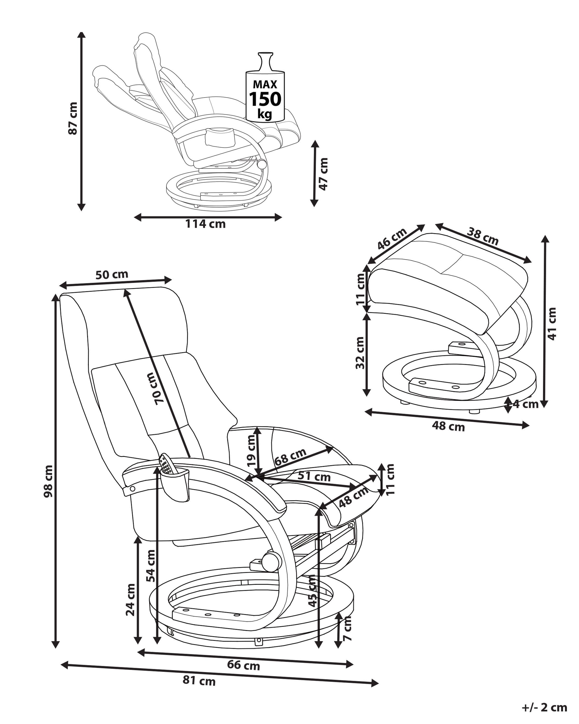 Beliani Fauteuil massant en Cuir PU Rétro FORCE  