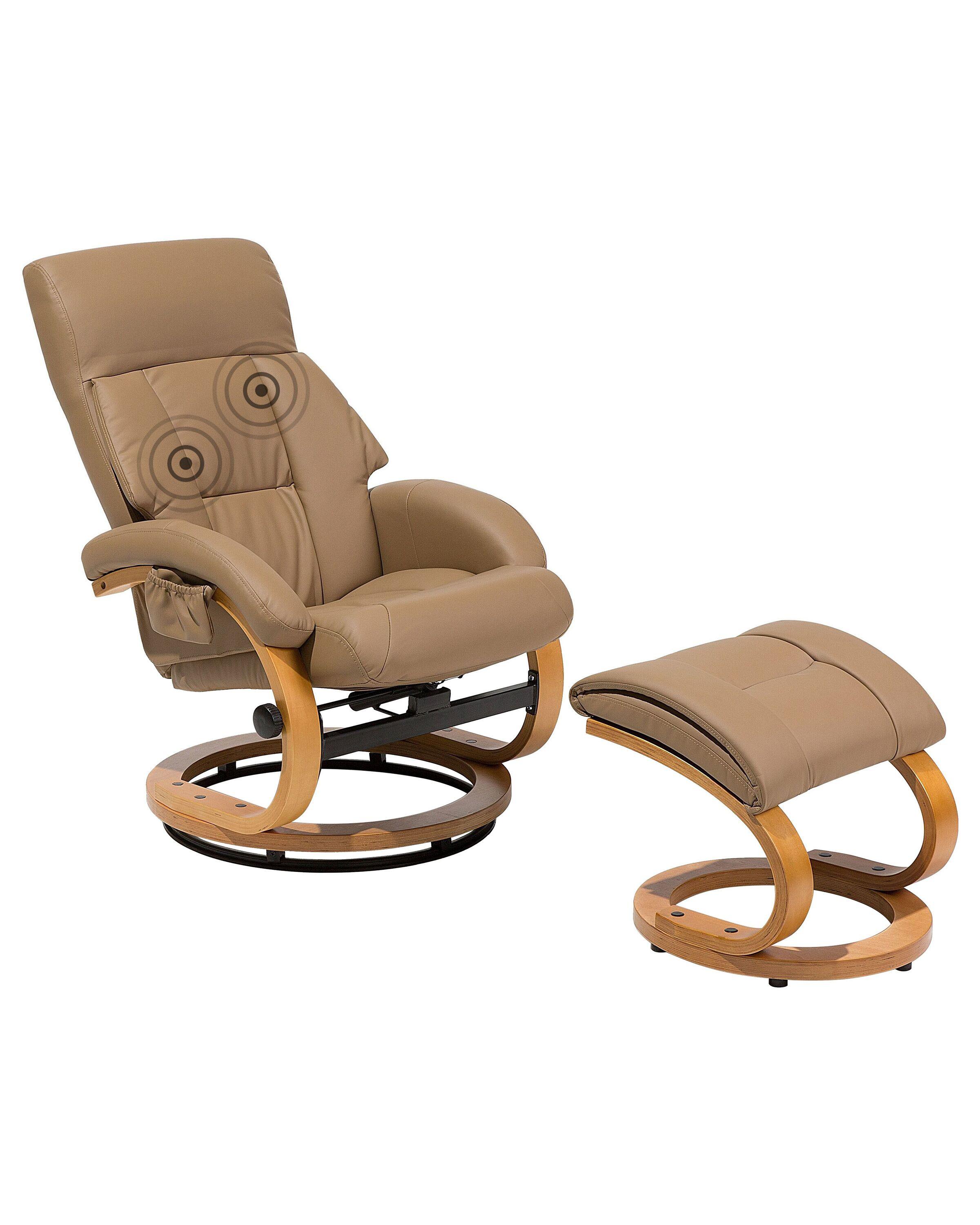 Beliani Fauteuil massant en Cuir PU Rétro FORCE  