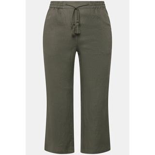 Ulla Popken  Pantaloni di lino a 7/8 naturalmente freschi con cintura elastica 