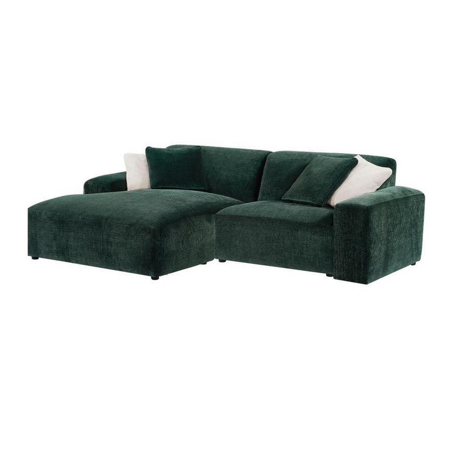 Maison Céphy Ecksofa & Hocker - Ecke links - Cord - Tannengrün - TIRONO von Maison Céphy  