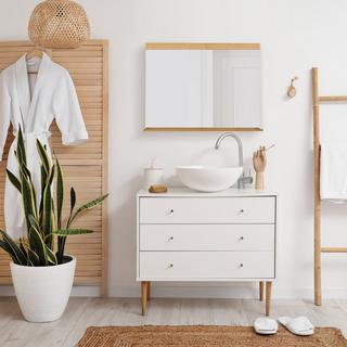 B2X Miroir mural en bambou avec étagère  