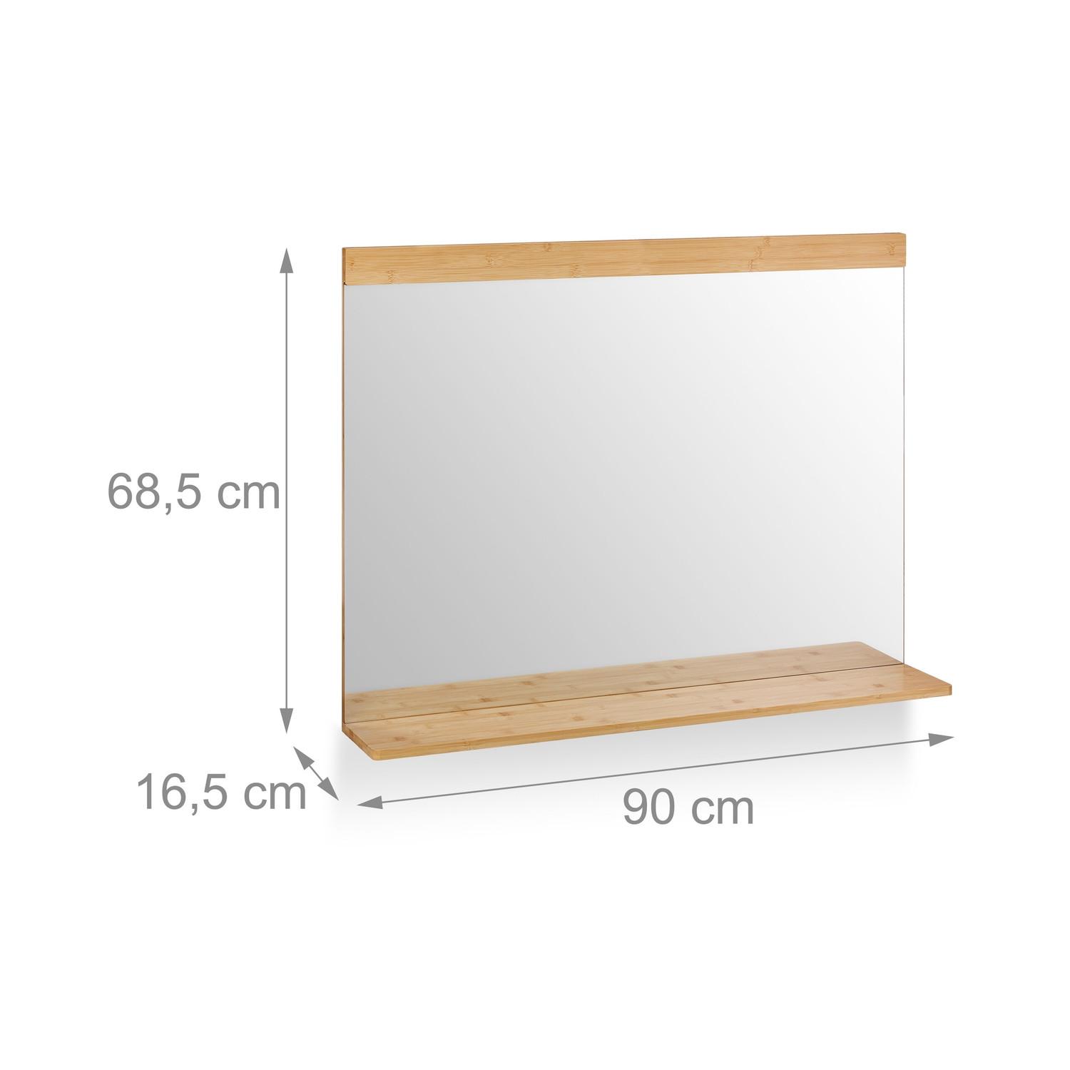 B2X Miroir mural en bambou avec étagère  