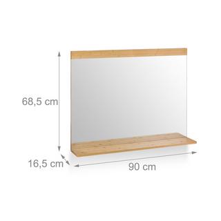 B2X Miroir mural en bambou avec étagère  