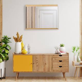 B2X Miroir mural en bambou avec étagère  