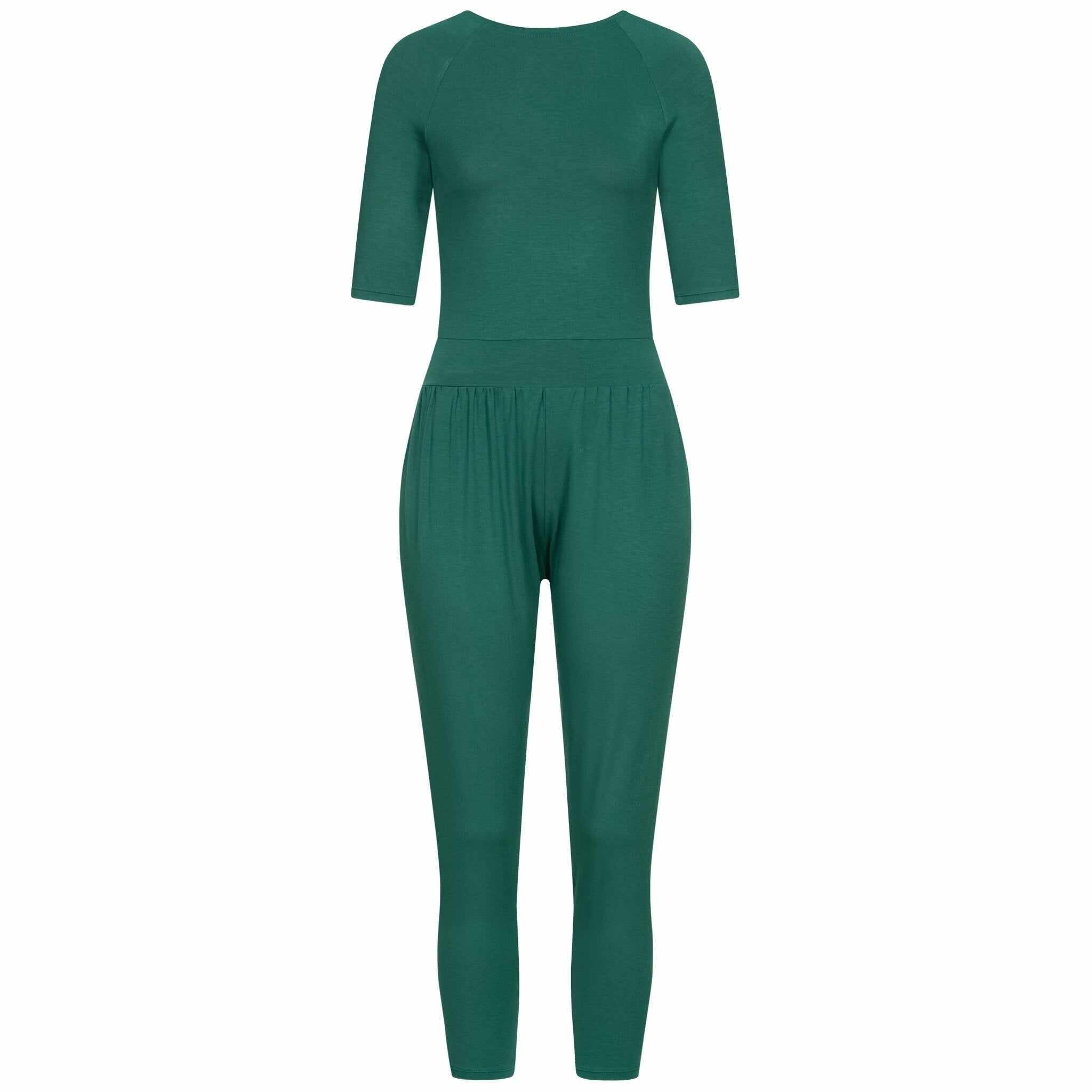 Image of Yoga Jumpsuit 'delilah' Unisex Dunkelgrün XS
