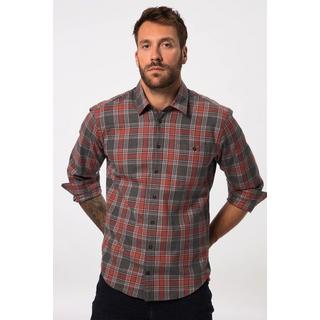 JP1880  Camicia di flanella dal taglio moderno con maniche lunghe, fantasia a quadri e colletto ad apertura inglese 