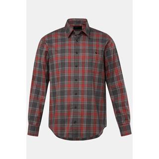 JP1880  Camicia di flanella dal taglio moderno con maniche lunghe, fantasia a quadri e colletto ad apertura inglese 