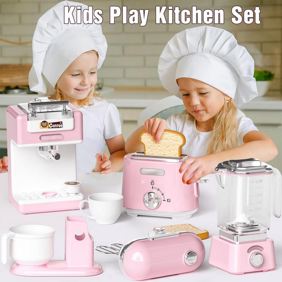 Activity-board  Kinderküchengeräte-Set mit Kaffeemaschine, Mixer, Toaster, Spielküche mit Licht und Sound 