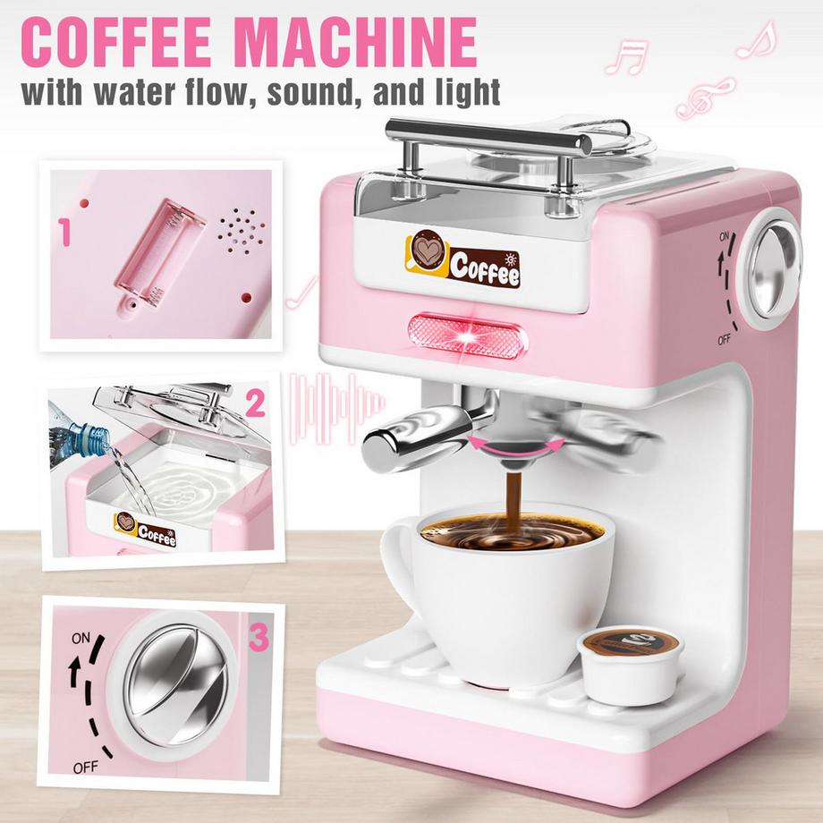 Activity-board  Kinderküchengeräte-Set mit Kaffeemaschine, Mixer, Toaster, Spielküche mit Licht und Sound 