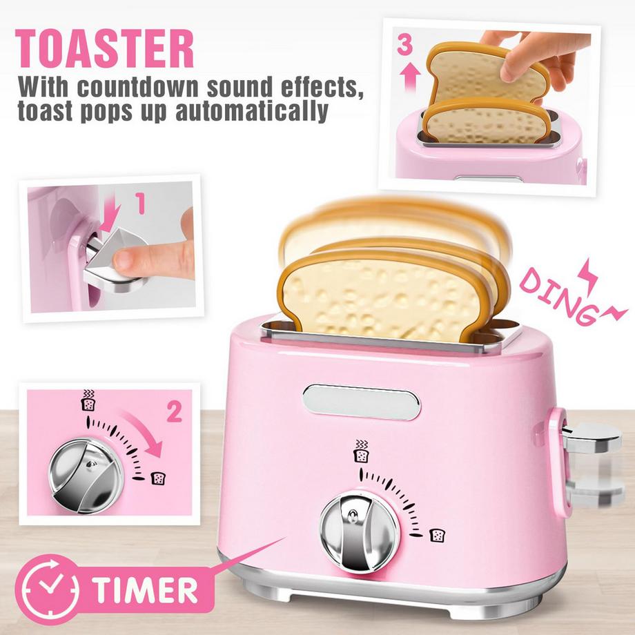 Activity-board  Kinderküchengeräte-Set mit Kaffeemaschine, Mixer, Toaster, Spielküche mit Licht und Sound 