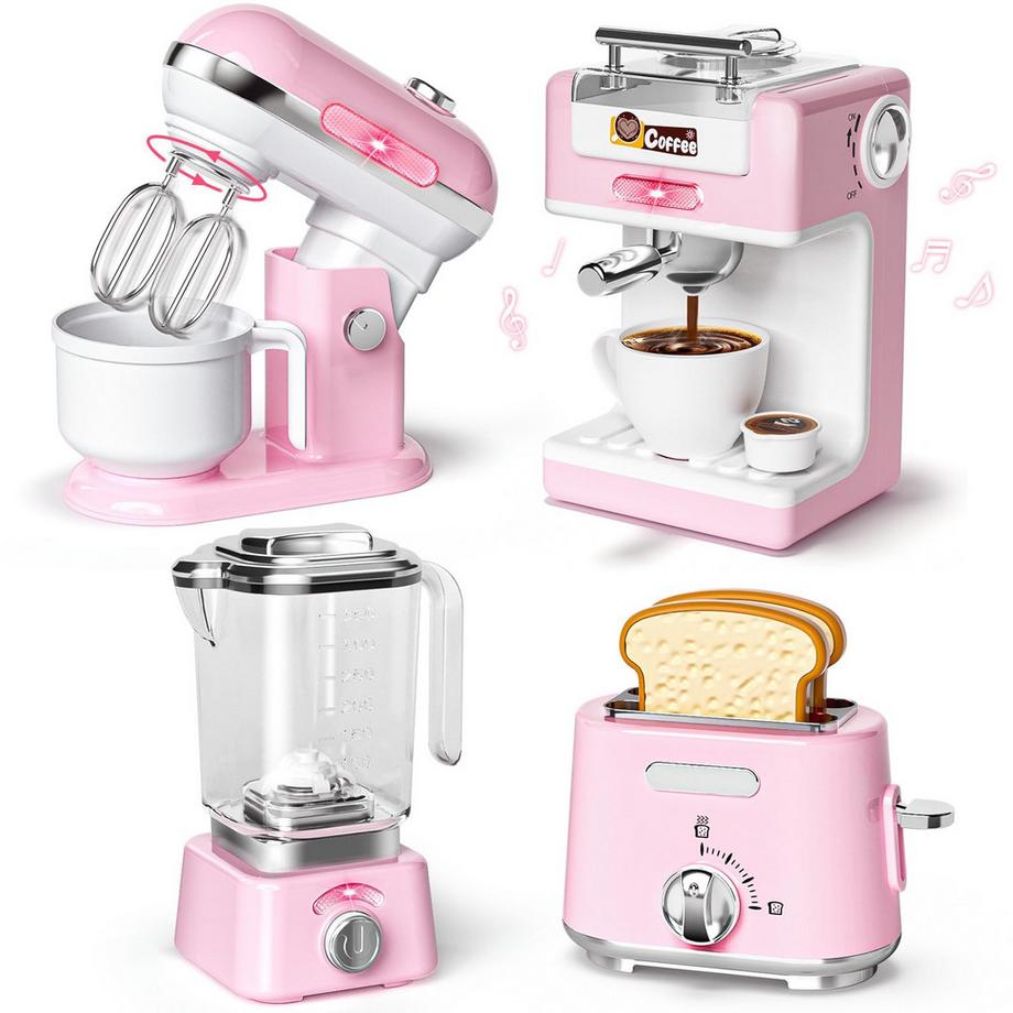 Activity-board  Kinderküchengeräte-Set mit Kaffeemaschine, Mixer, Toaster, Spielküche mit Licht und Sound 
